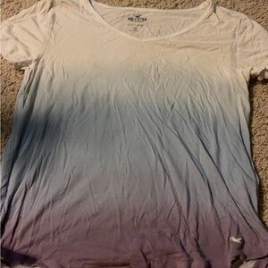 Hollister White and Blue Ombre Tee
